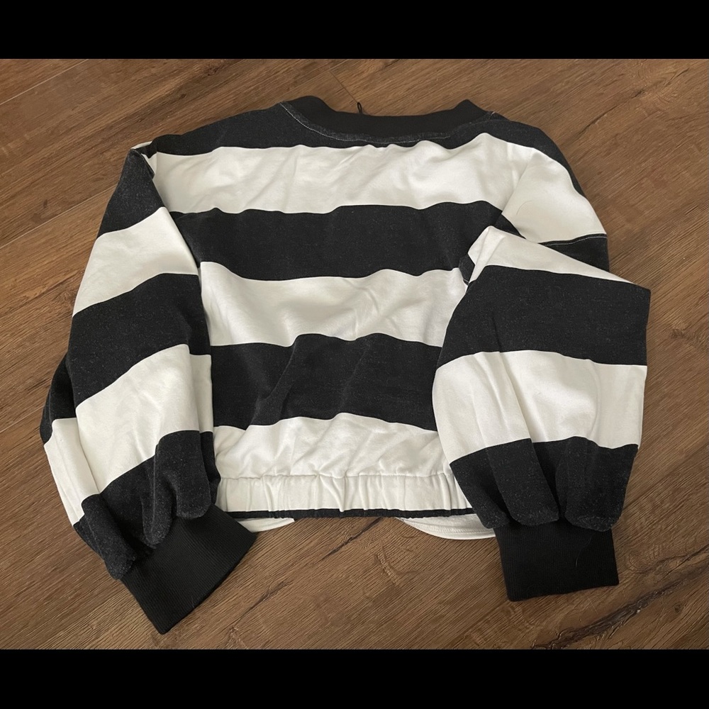 ALICE + OLIVIA-NWT Striped Cropped Sweatshirt - Picture 13 of 13